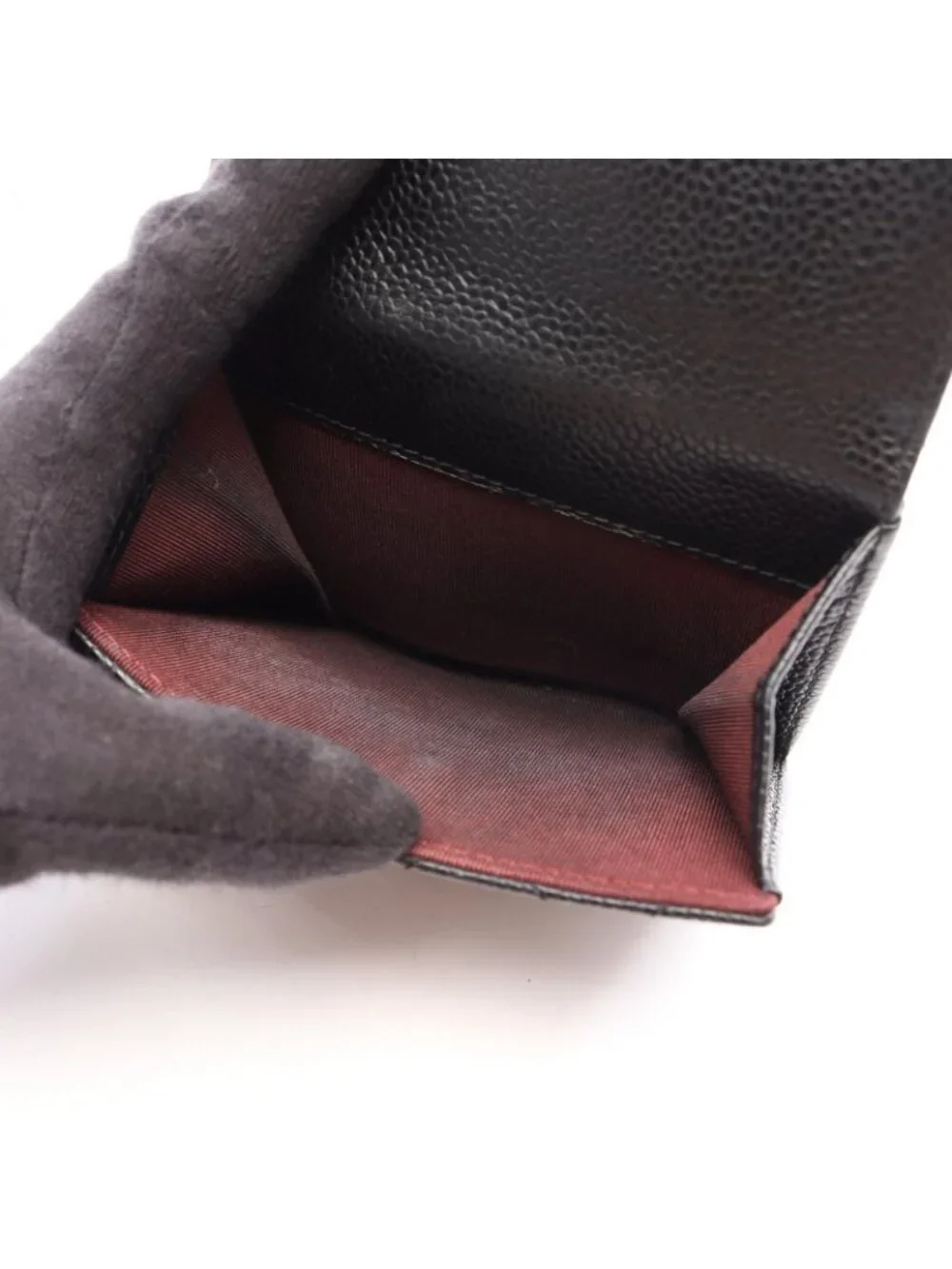 Chanel Snap Wallet Quilted Black Caviar Leather